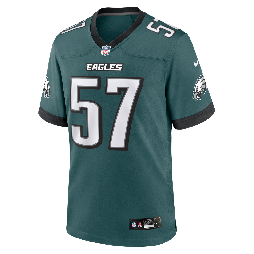 Philadelphia Eagles A.J. Epenesa Midnight Green Team Game Jersey product image 2, provided for visual reference and product