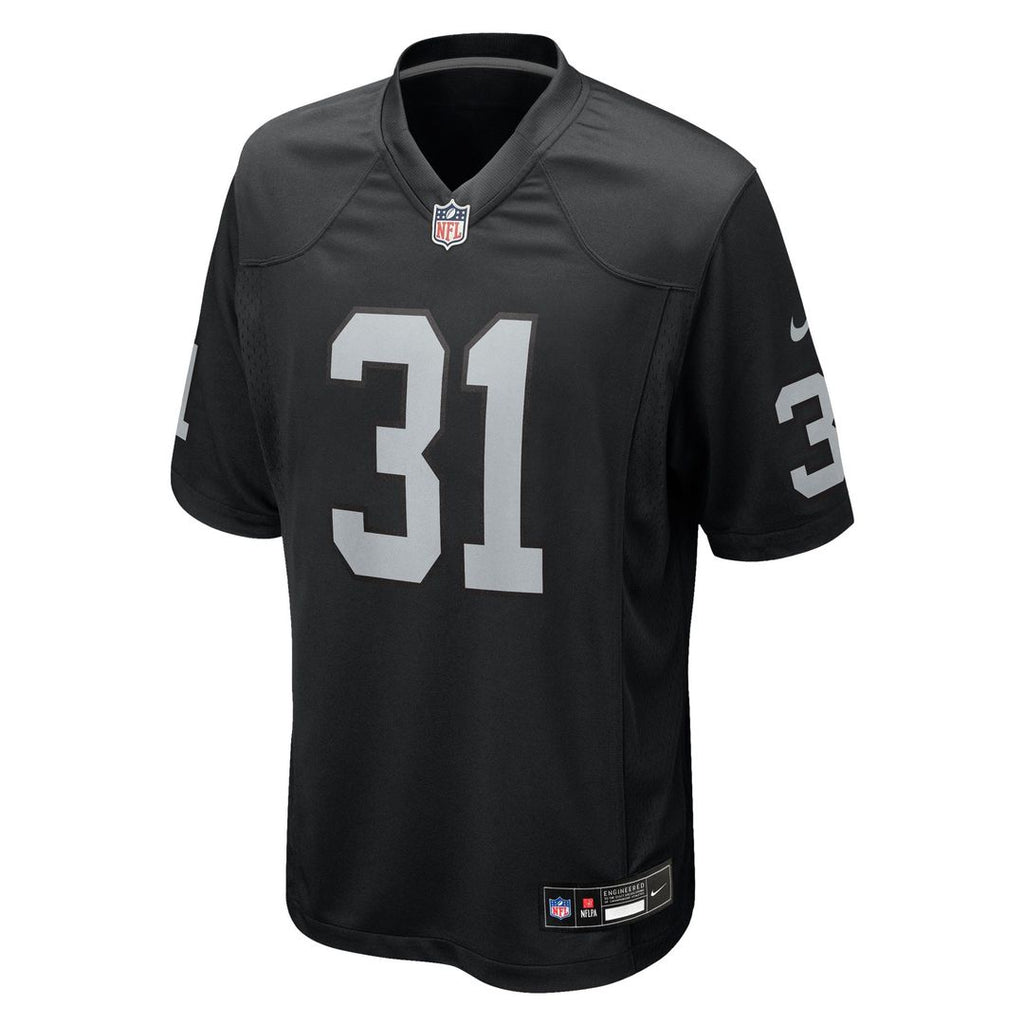Las Vegas Raiders Raheem Mostert Black Team Game Jersey product image 2, provided for visual reference and product detail