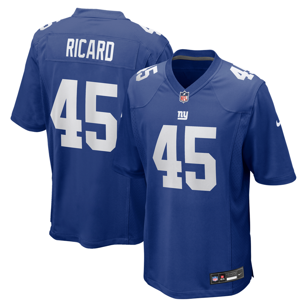 New York Giants Patrick Ricard Royal Team Game Jersey product image 1, provided for visual reference and product detail
