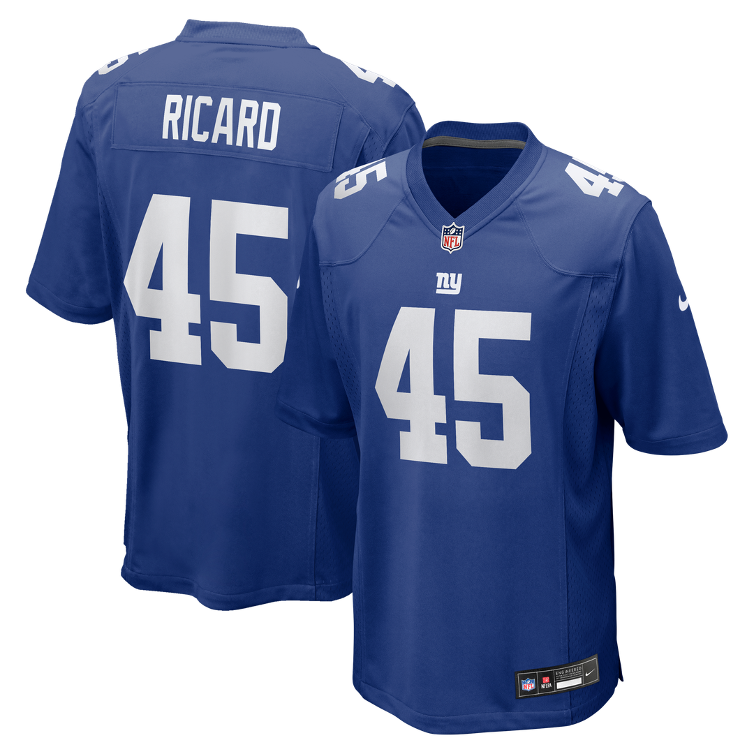 New York Giants Patrick Ricard Royal Team Game Jersey product image 1, provided for visual reference and product detail