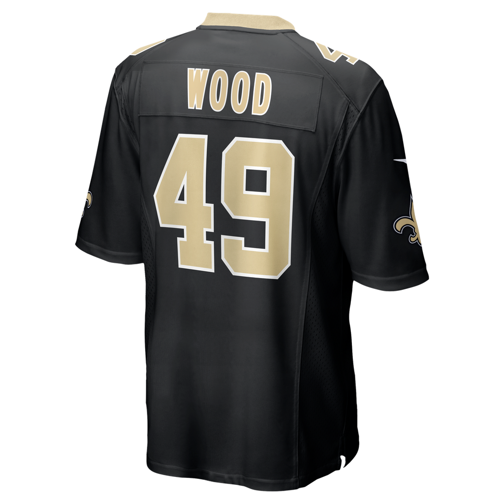 New Orleans Saints Zach Wood Black Game Jersey product image 3, provided for visual reference and product detail review