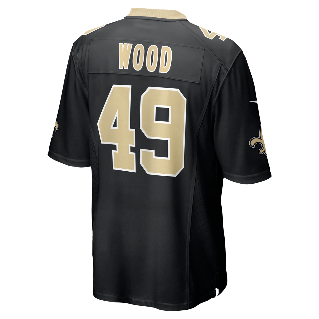 New Orleans Saints Zach Wood Black Game Jersey product image 3, provided for visual reference and product detail review