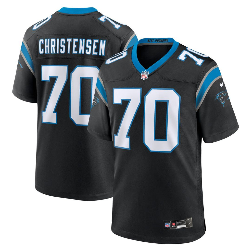 Carolina Panthers Brady Christensen Black Team Game Jersey product image 1, provided for visual reference and product detail