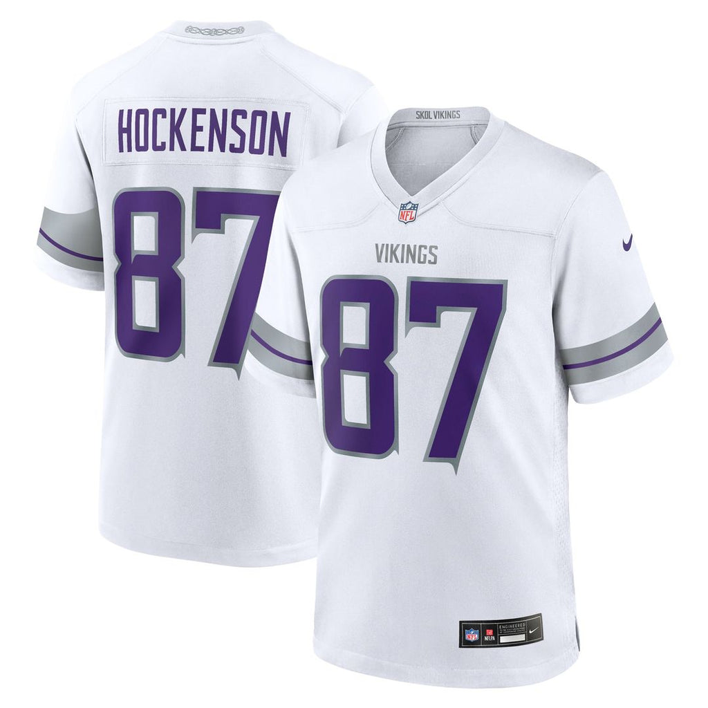 Minnesota Vikings T.J. Hockenson White Alternate Game Player Jersey product image 1, provided for visual reference and