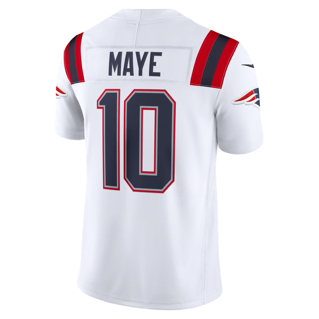 New England Patriots Drake Maye White Vapor F.U.S.E. Stitched Limited Jersey product image 3, provided for visual reference