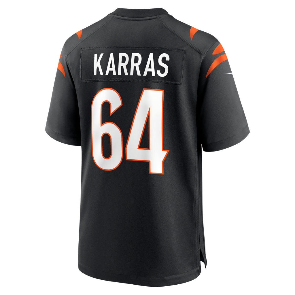 Cincinnati Bengals Ted Karras Black Game Player Jersey product image 3, provided for visual reference and product detail