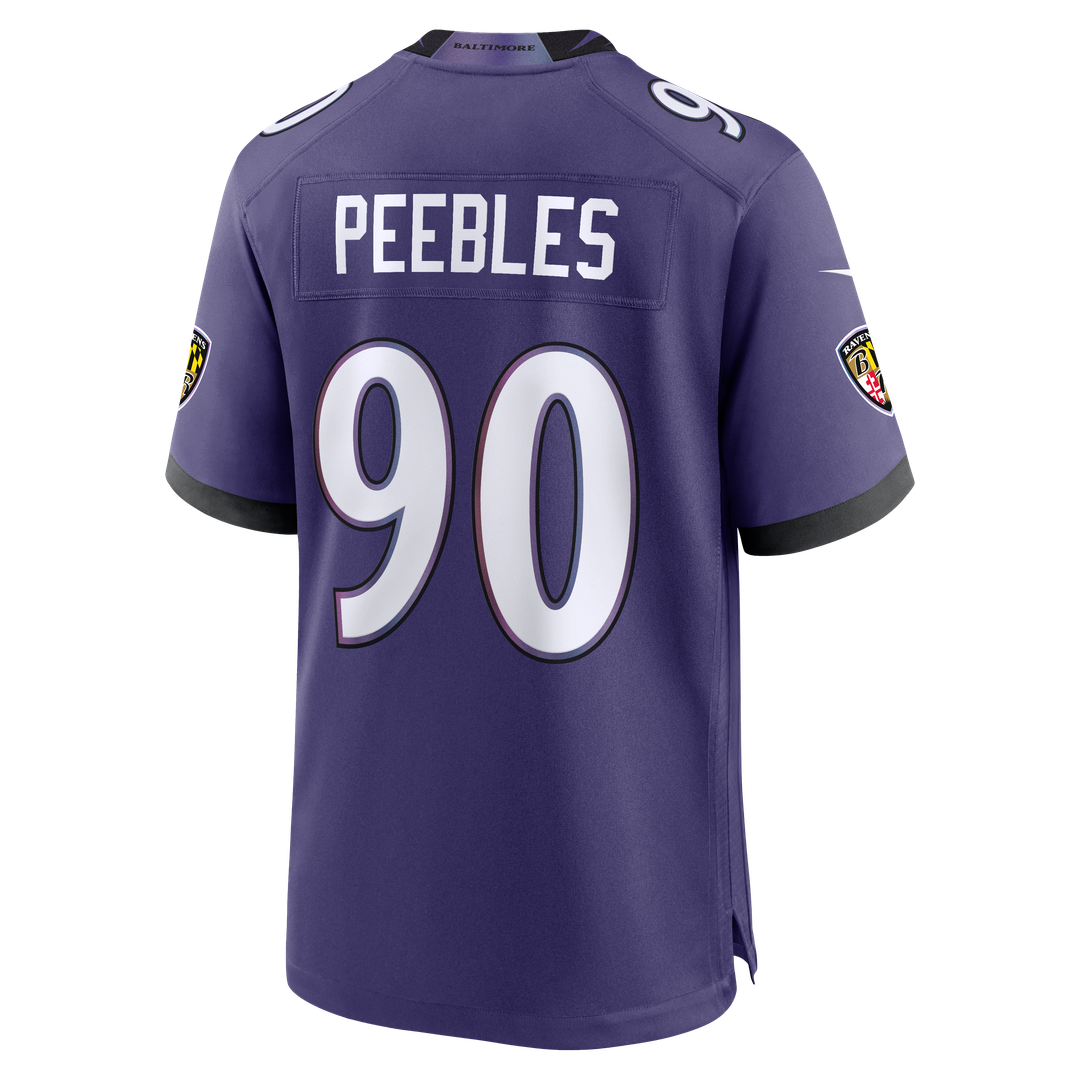 Baltimore Ravens Aeneas Peebles Purple Team Game Jersey product image 3, provided for visual reference and product detail