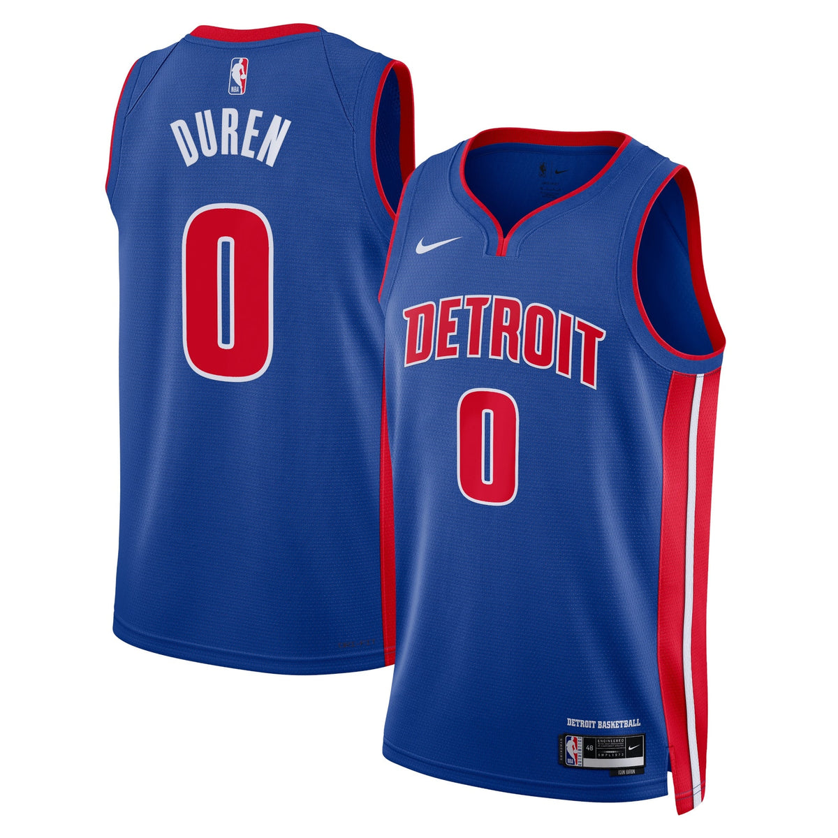 Detroit Pistons Icon Edition Swingman Basketball Jersey - Blue - Jalen Duren - Unisex product image 1, provided for visual