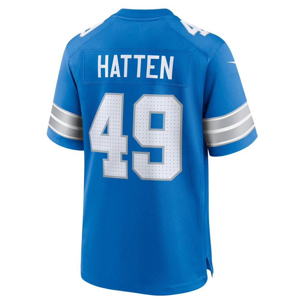 Detroit Lions Hogan Hatten Blue Game Jersey product image 3, provided for visual reference and product detail review
