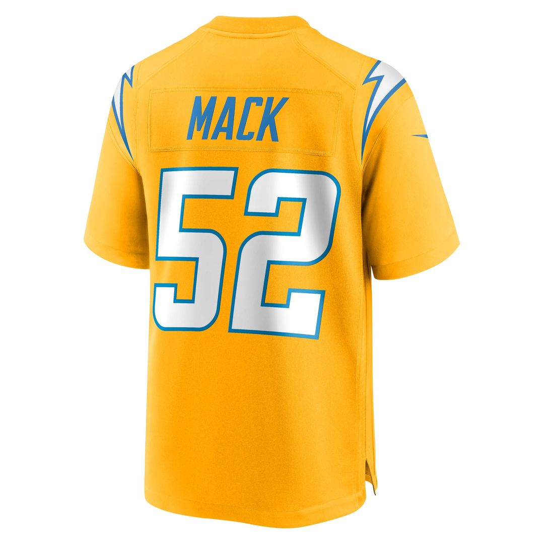 Los Angeles Chargers Khalil Mack Gold Alternate Charger Power Game Player Jersey product image 6, provided for visual