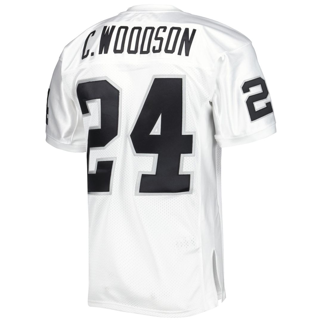 Las Vegas Raiders 2002 Charles Woodson White Authentic Throwback Retired Player Jersey product image 3, provided for visual