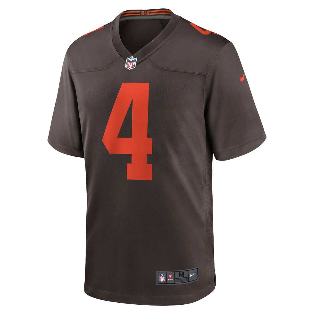 Cleveland Browns Deshaun Watson Brown Alternate Game Jersey product image 2, provided for visual reference and product