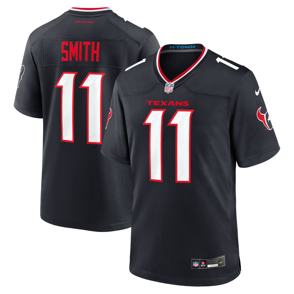Houston Texans Tremon Smith Navy Team Game Jersey product image 1, provided for visual reference and product detail review