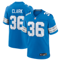 Detroit Lions Chuck Clark Blue Team Game Jersey product image 1, provided for visual reference and product detail review