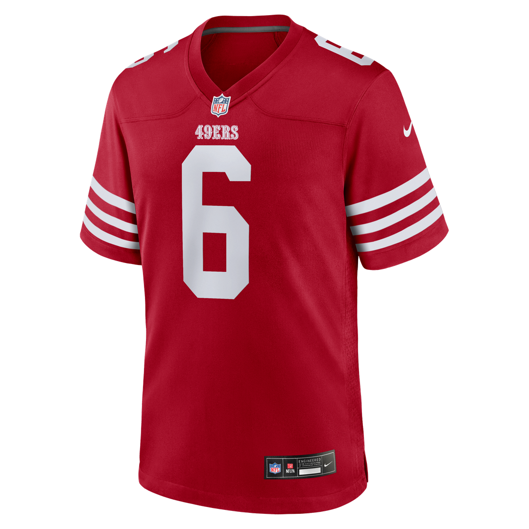 San Francisco 49ers Malik Mustapha Scarlet Game Jersey product image 2, provided for visual reference and product detail