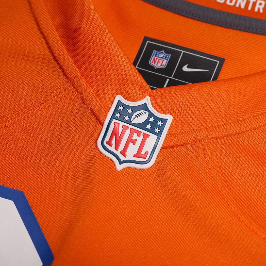 Denver Broncos Quinn Meinerz Orange Alternate Game Jersey product image 4, provided for visual reference and product detail