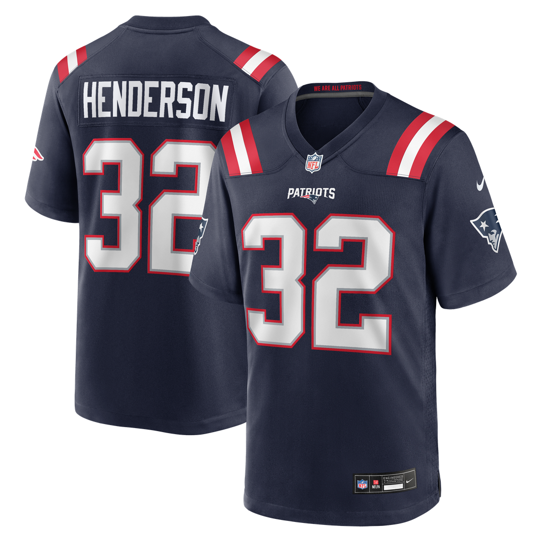 New England Patriots TreVeyon Henderson Navy 2025 NFL Draft Game Jersey product image 9, provided for visual reference and