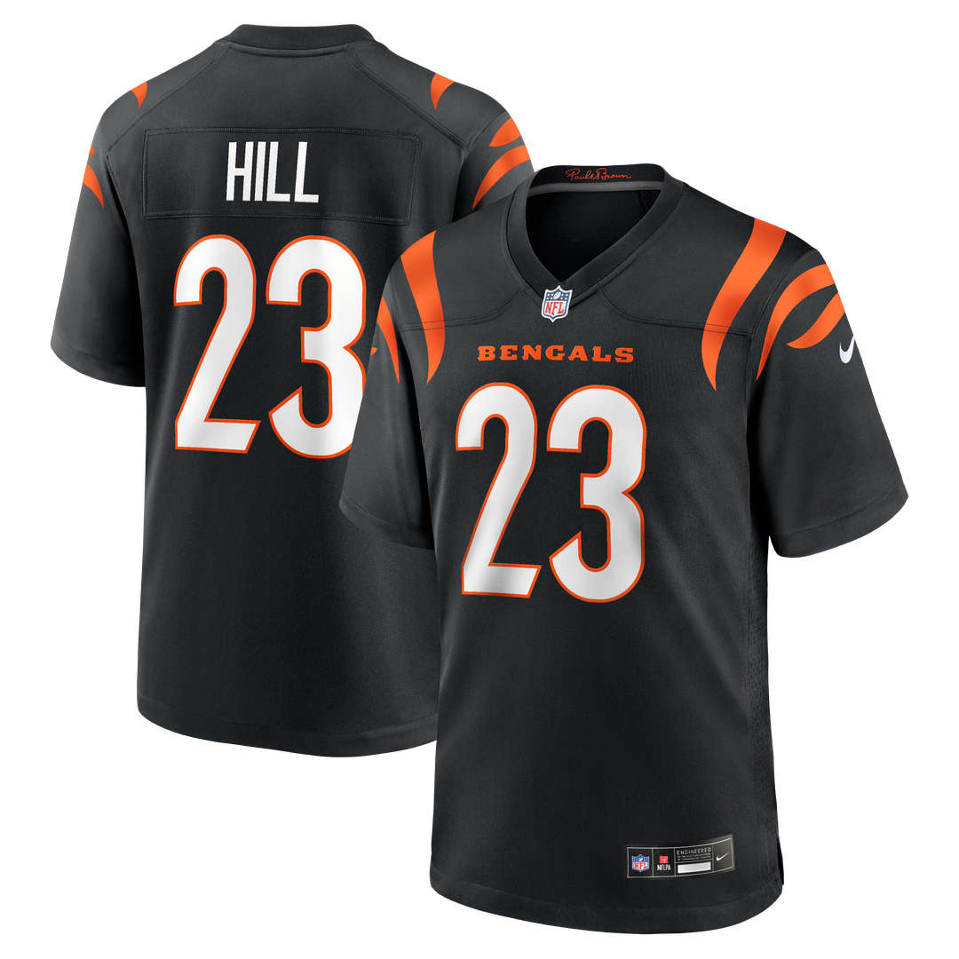 Cincinnati Bengals Daxton Hill Black Player Game Jersey product image 1, provided for visual reference and product detail