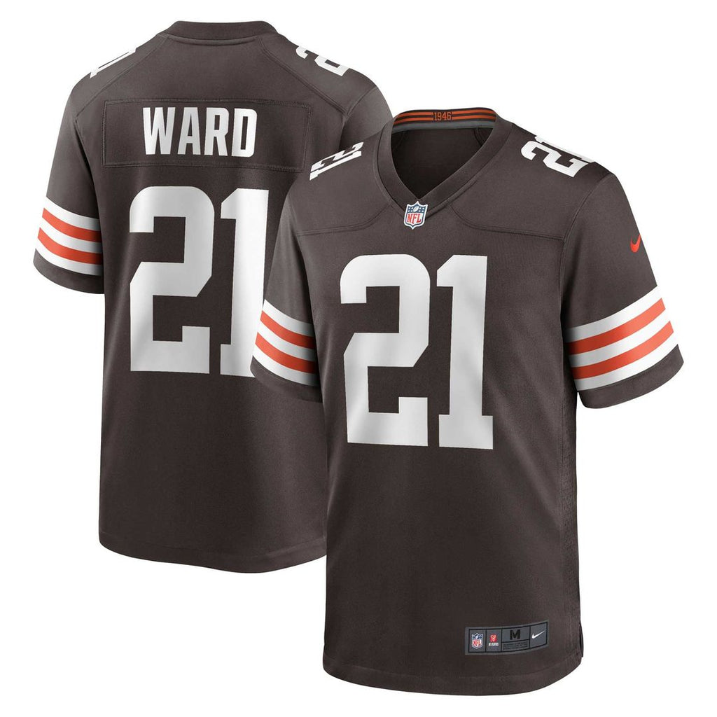 Cleveland Browns Denzel Ward Brown Game Jersey product image 1, provided for visual reference and product detail review