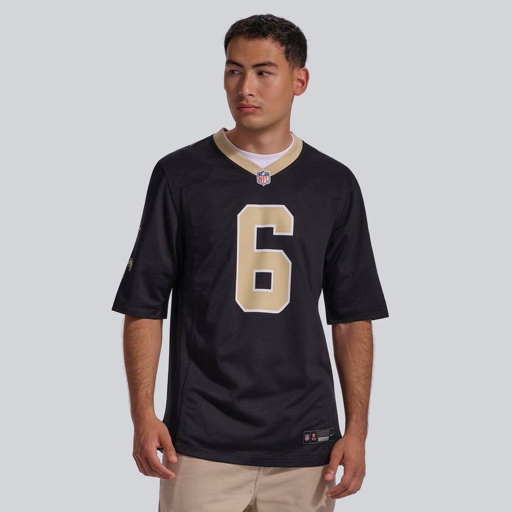 New Orleans Saints Tyler Shough Black Game Jersey product image 14, provided for visual reference and product detail review