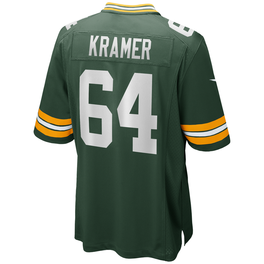 Green Bay Packers Jerry Kramer Green Game Retired Player Jersey product image 3, provided for visual reference and product