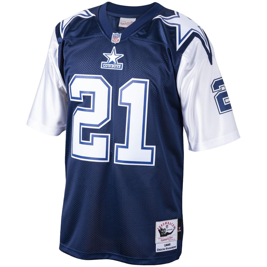 Dallas Cowboys Deion Sanders Navy Big & Tall 1995 Retired Player Replica Jersey product image 2, provided for visual