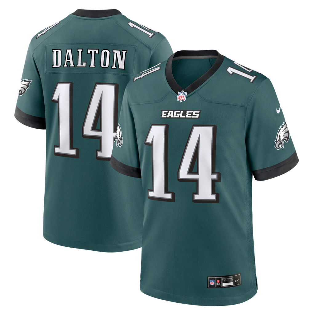 Philadelphia Eagles Andy Dalton Midnight Green Team Game Jersey product image 1, provided for visual reference and product