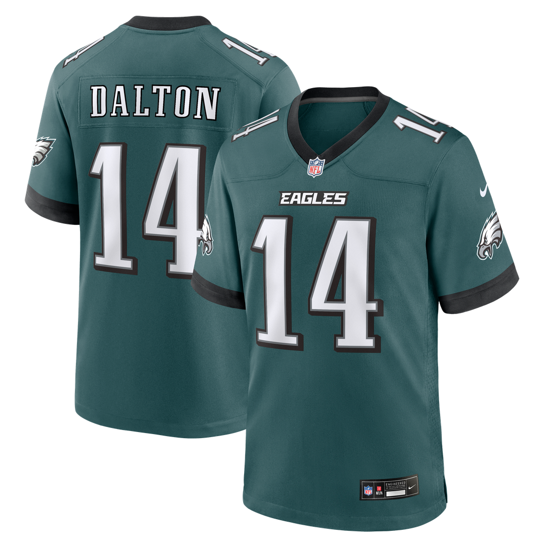 Philadelphia Eagles Andy Dalton Midnight Green Team Game Jersey product image 1, provided for visual reference and product