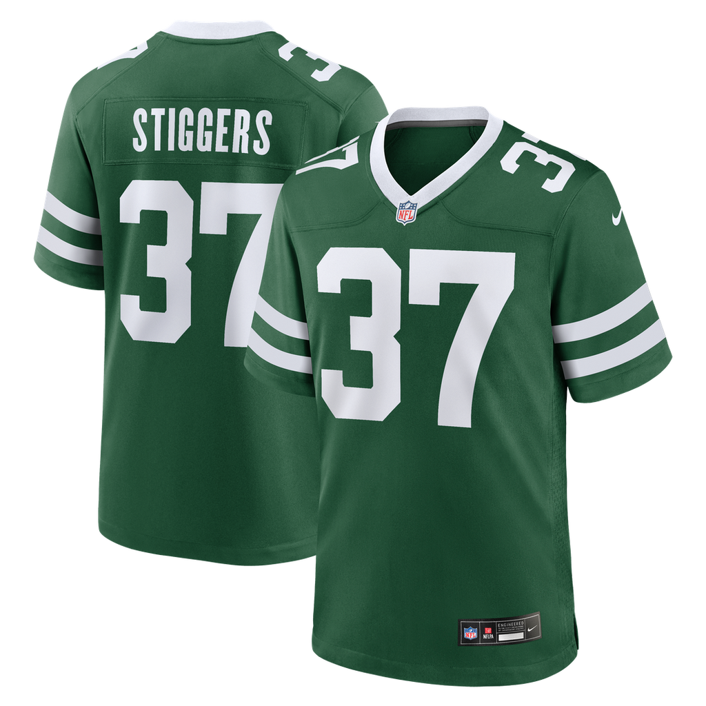 New York Jets Qwan'tez Stiggers Legacy Green Team Game Jersey product image 1, provided for visual reference and product