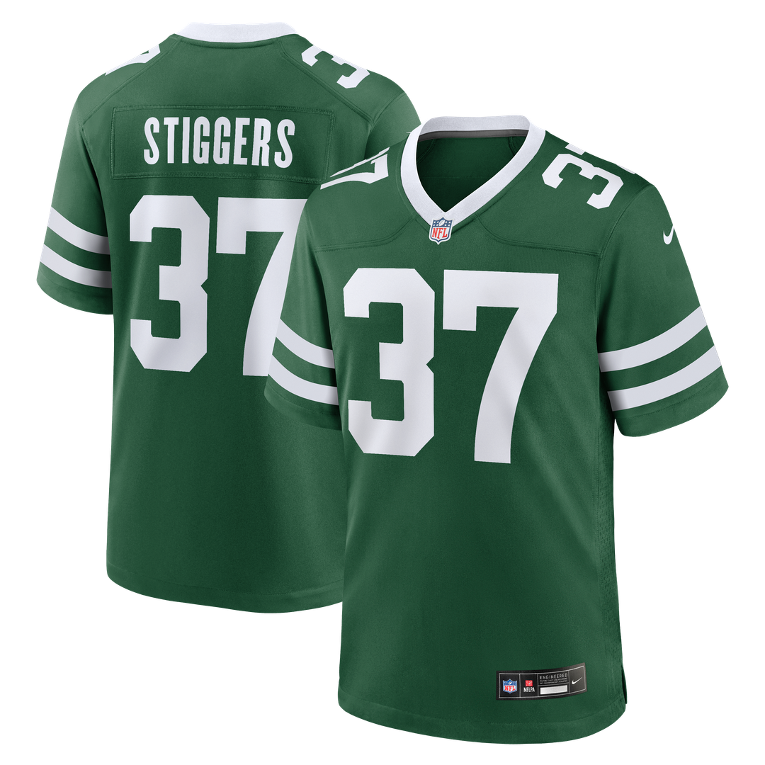 New York Jets Qwan'tez Stiggers Legacy Green Team Game Jersey product image 1, provided for visual reference and product