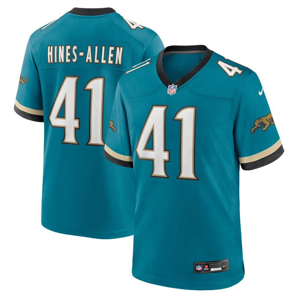 Jacksonville Jaguars Josh Hines-Allen Teal Prowler Throwback Player Game Jersey product image 1, provided for visual