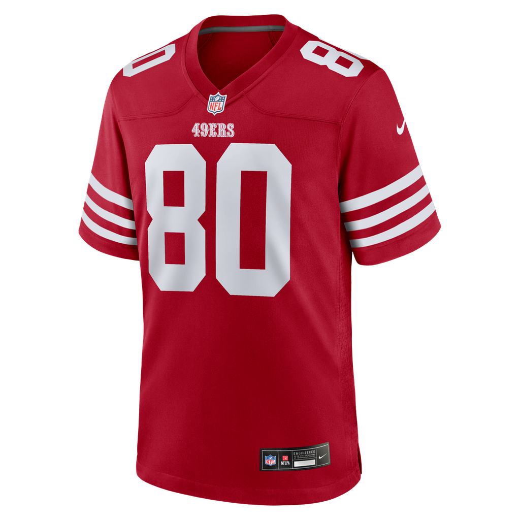 San Francisco 49ers Jerry Rice Scarlet Retired Game Player Jersey product image 2, provided for visual reference and product