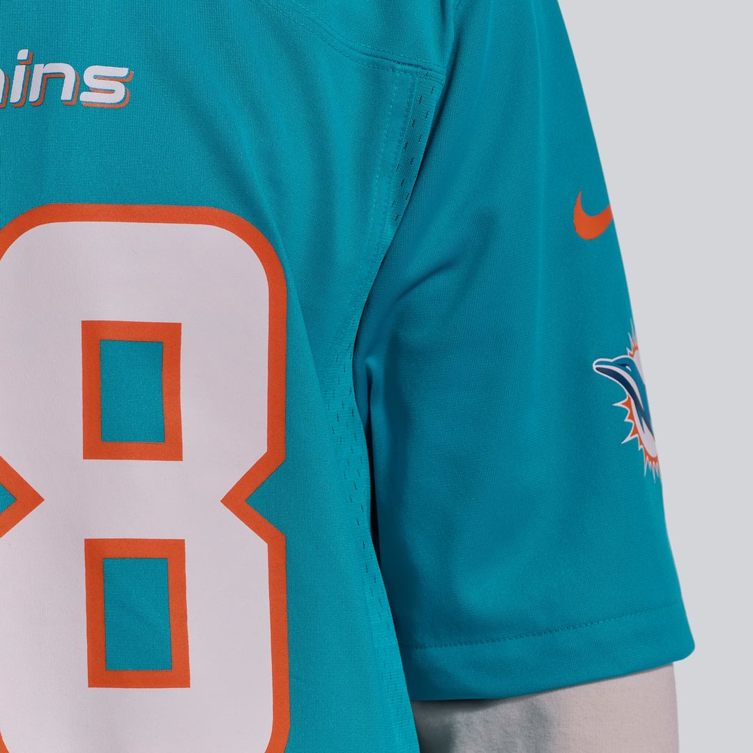 Miami Dolphins De’Von Achane Aqua Player Game Jersey product image 12, provided for visual reference and product detail