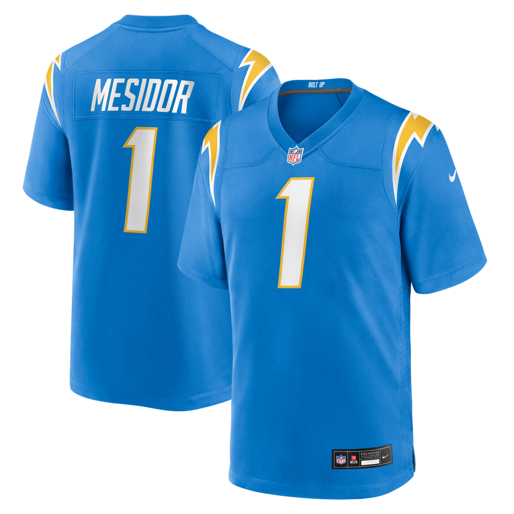 Los Angeles Chargers Akheem Mesidor Powder Blue Team Game Jersey product image 1, provided for visual reference and product