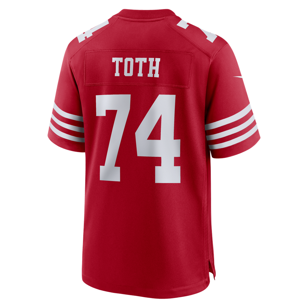 San Francisco 49ers Brett Toth Scarlet Team Game Jersey product image 3, provided for visual reference and product detail