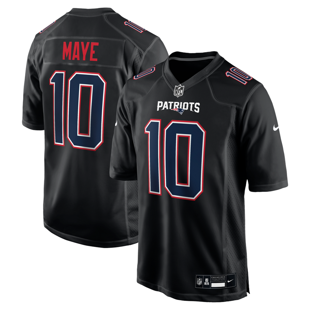 New England Patriots Drake Maye Carbon Black Game Jersey product image 4, provided for visual reference and product detail