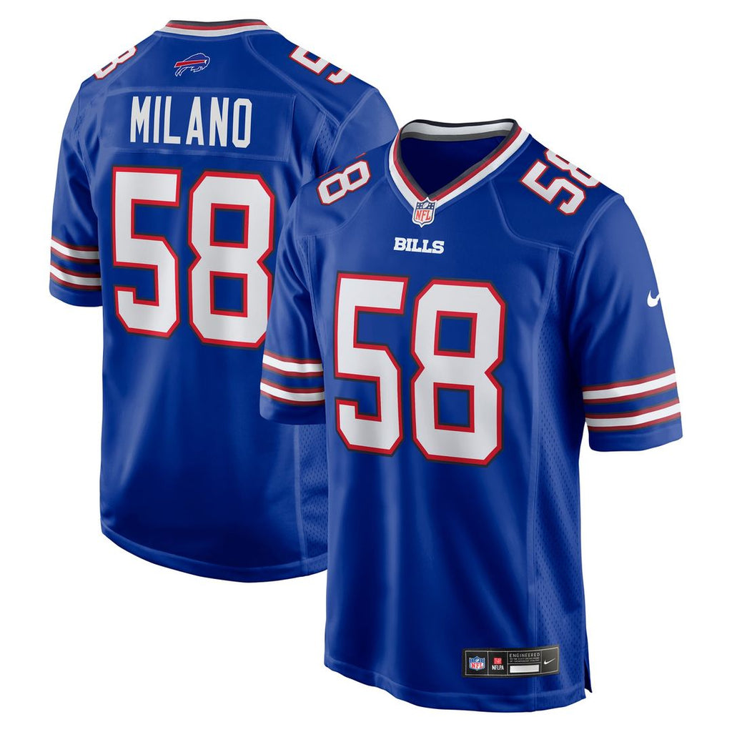 Buffalo Bills Matt Milano Royal Game Player Jersey product image 9, provided for visual reference and product detail review