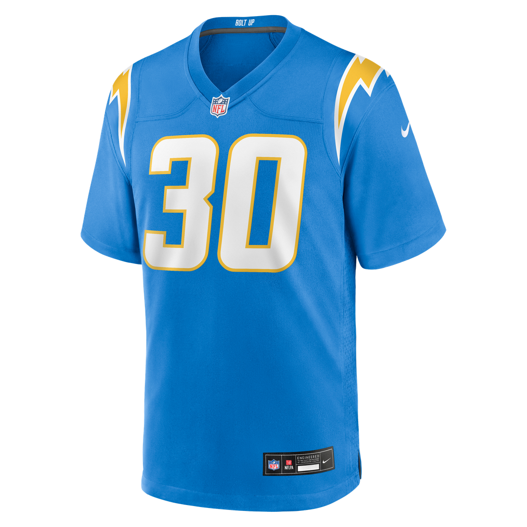 Los Angeles Chargers Alec Ingold Powder Blue Team Game Jersey product image 4, provided for visual reference and product