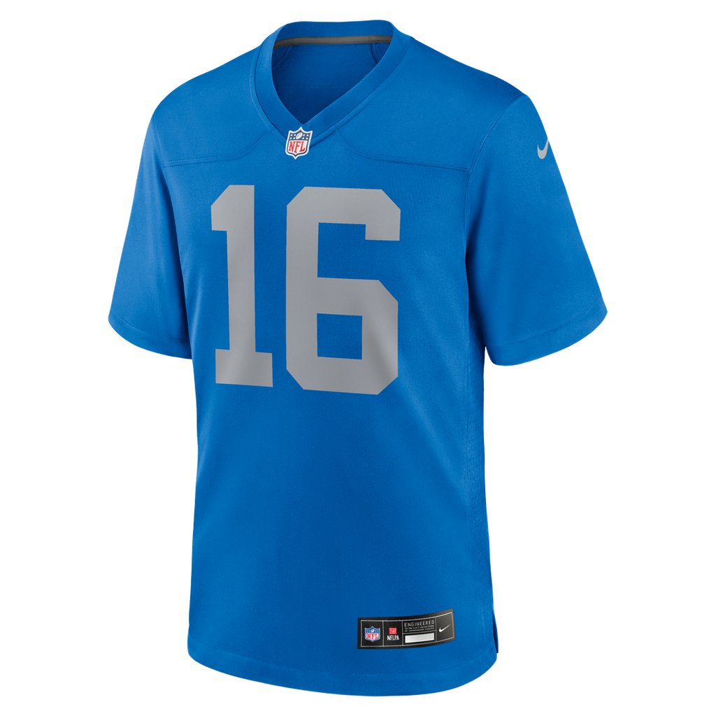 Detroit Lions Jared Goff Blue Alternate Game Jersey product image 6, provided for visual reference and product detail review