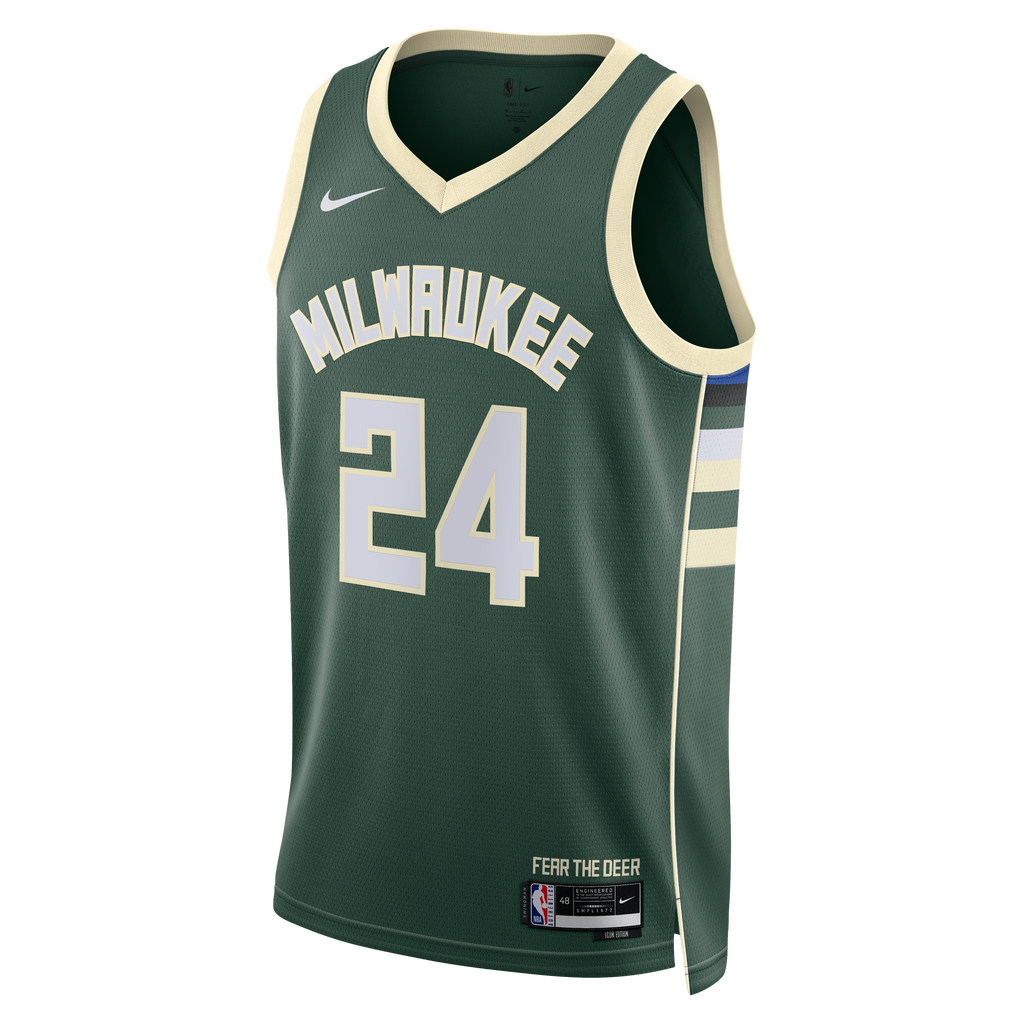 Jaime Jaquez Jr. Milwaukee Bucks Icon Edition Swingman Jersey - Hunter Green - Unisex product image 3, provided for visual