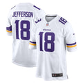 Minnesota Vikings Justin Jefferson White Game Player Jersey product image 1, provided for visual reference and product