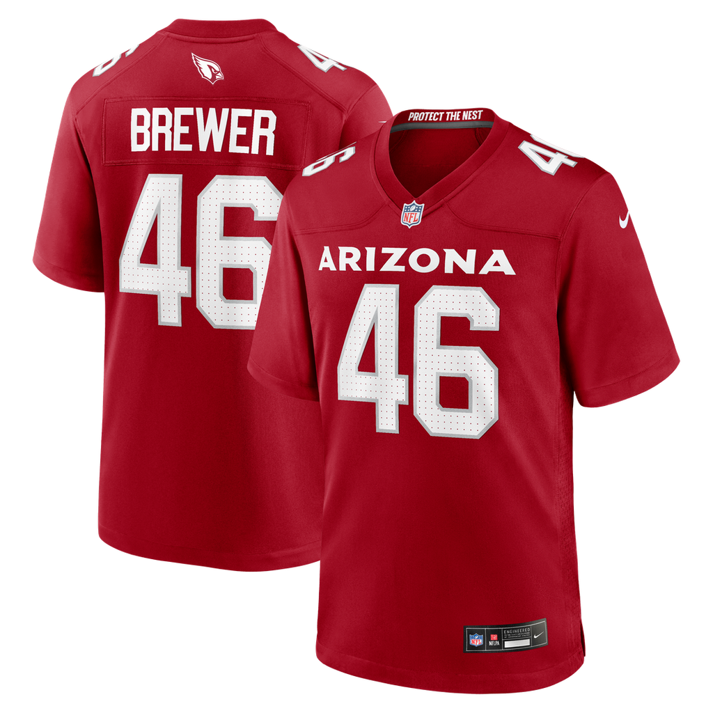 Arizona Cardinals Aaron Brewer Cardinal Team Game Jersey product image 1, provided for visual reference and product detail