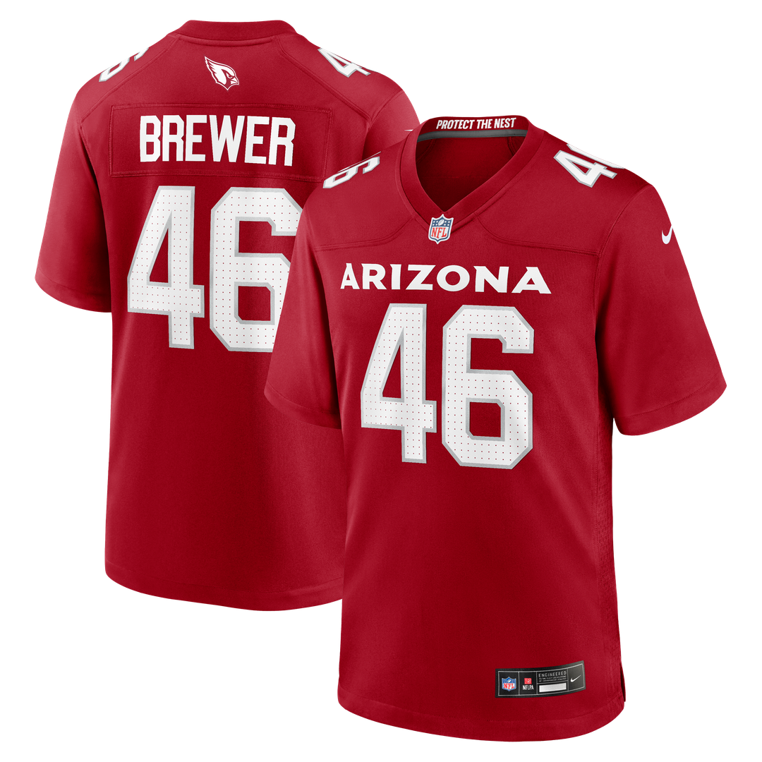 Arizona Cardinals Aaron Brewer Cardinal Team Game Jersey product image 1, provided for visual reference and product detail