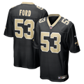 New Orleans Saints Jaylan Ford Black Game Jersey product image 1, provided for visual reference and product detail review