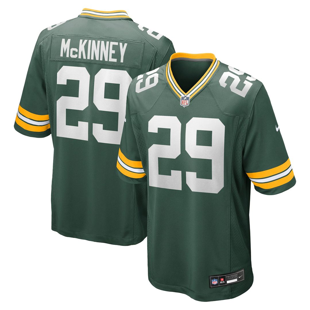 Green Bay Packers Xavier McKinney Green Team Game Jersey product image 1, provided for visual reference and product detail