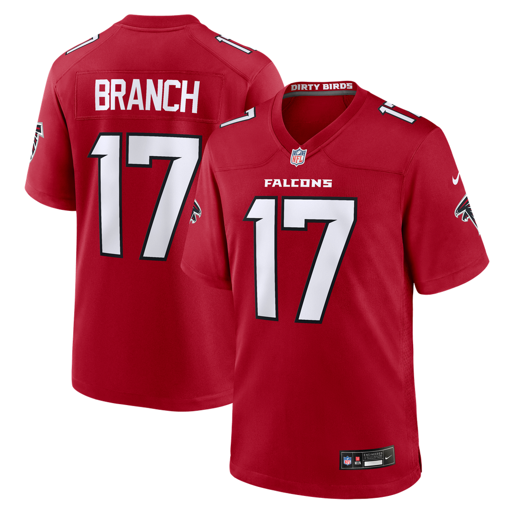 Atlanta Falcons Zachariah Branch Red Team Game Jersey product image 1, provided for visual reference and product detail