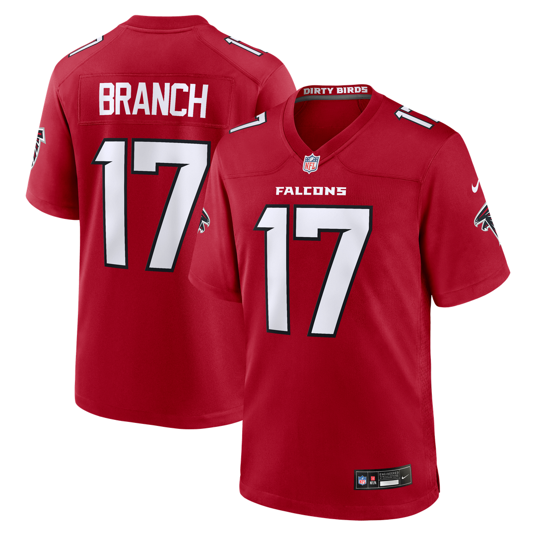 Atlanta Falcons Zachariah Branch Red Team Game Jersey product image 1, provided for visual reference and product detail