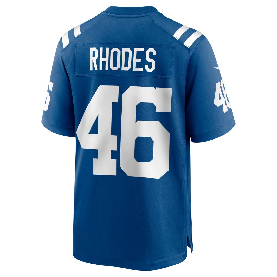 Indianapolis Colts Luke Rhodes Royal Game Jersey product image 3, provided for visual reference and product detail review