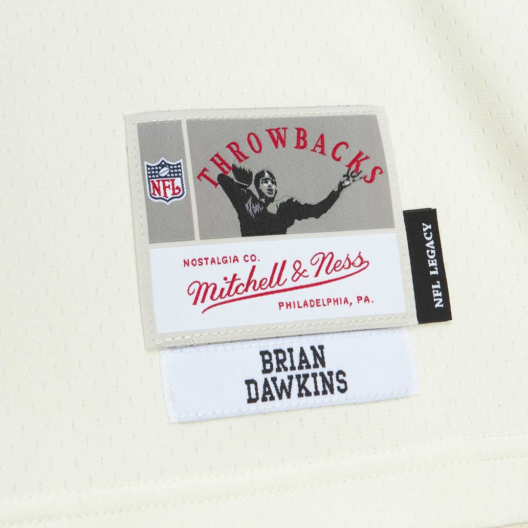 Philadelphia Eagles Brian Dawkins Cream Chainstitch Legacy Jersey product image 5, provided for visual reference and product