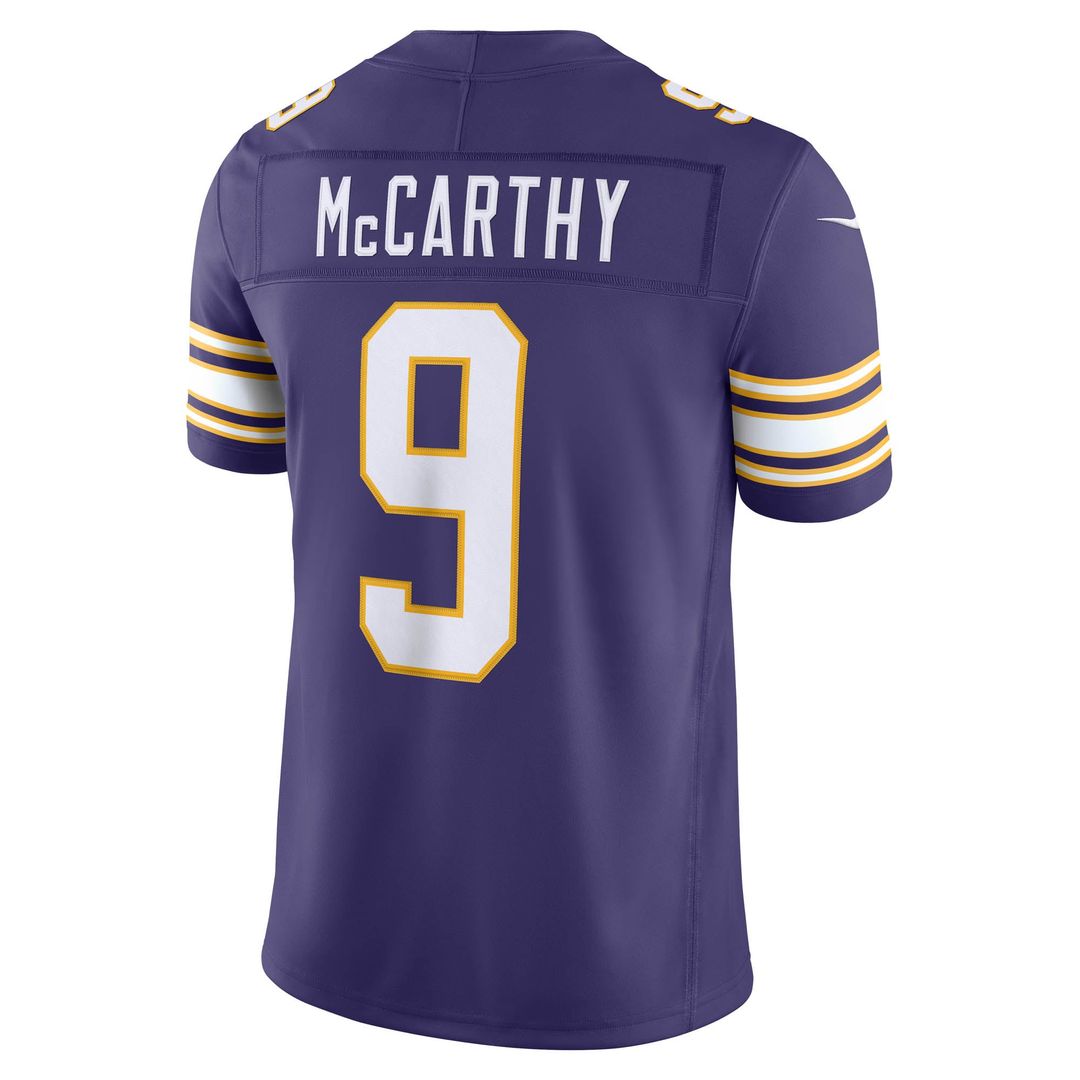 Minnesota Vikings J.J. McCarthy Purple Alternate Classic Vapor F.U.S.E. Stitched Limited Jersey product image 3, provided